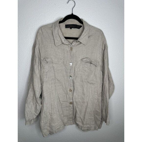 Classiques For Nordstrom Tops - Classiques For Nordstrom Shirt Womens Medium Linen Button Front Pockets Top
